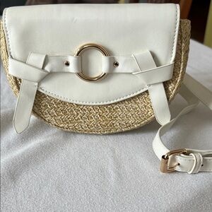 Torrid White and Tan Woven Crossbody Bag/Fanny Pack